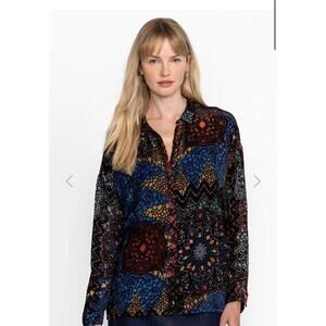 NWOT Johnny Was Women's Audrey Burnout Long Sleeve Button-Up Blouse sz M